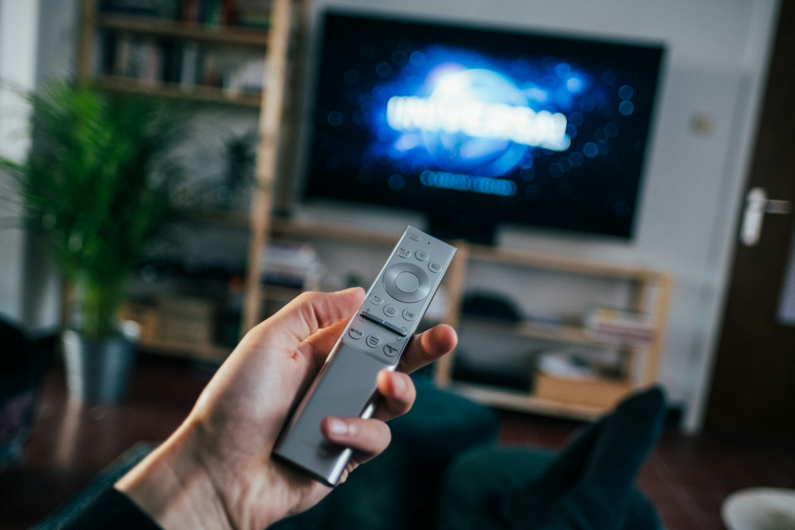 person holding gray remote control